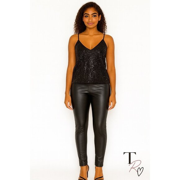 Express NWT Black Faux Leather Pull on Leggings Size Small - Picture 1 of 9
